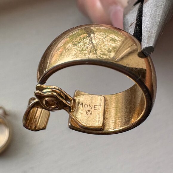Monet Goldtone Hoop Clip-On Earrings - Picture 8 of 9